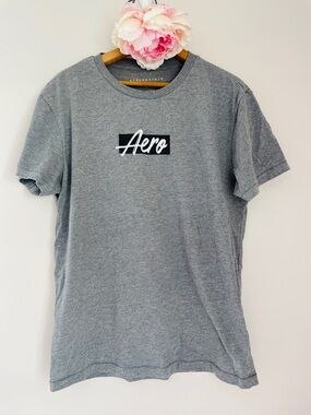 Aeropostale Aero Logo Men's Heather Gray T-Shirt Tee Medium